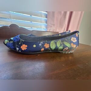 NEW Me Too 7 Women’s Nordstrom Aimee Floral Pointed Ballet Flat Navy Green